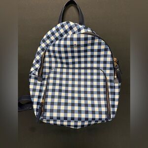 Kate Spade Gingham Blue and Cream Backpack Bag